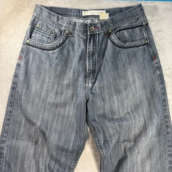 Vintage Royal Blue Jeans Men's Sz 36x32 Grey Baggy Y2K 90s Hip Hop Skater - Picture 2 of 10